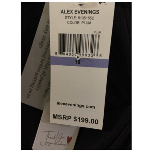 Alex Evenings Embellished Shoulder Long Dress with Tulip Skirt Plum 18 - Picture 5 of 8